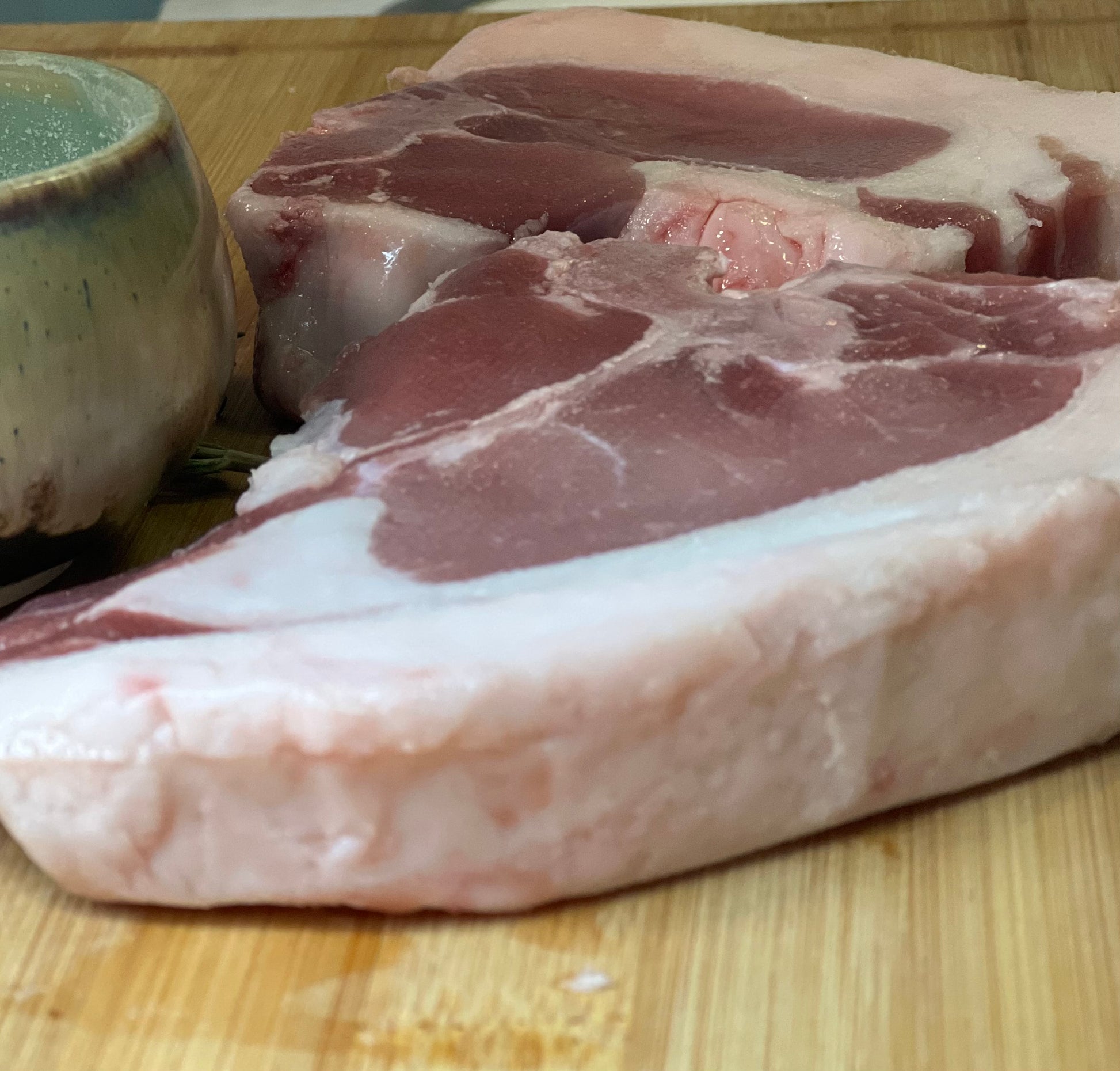 1 inch thick, bone in pork chops